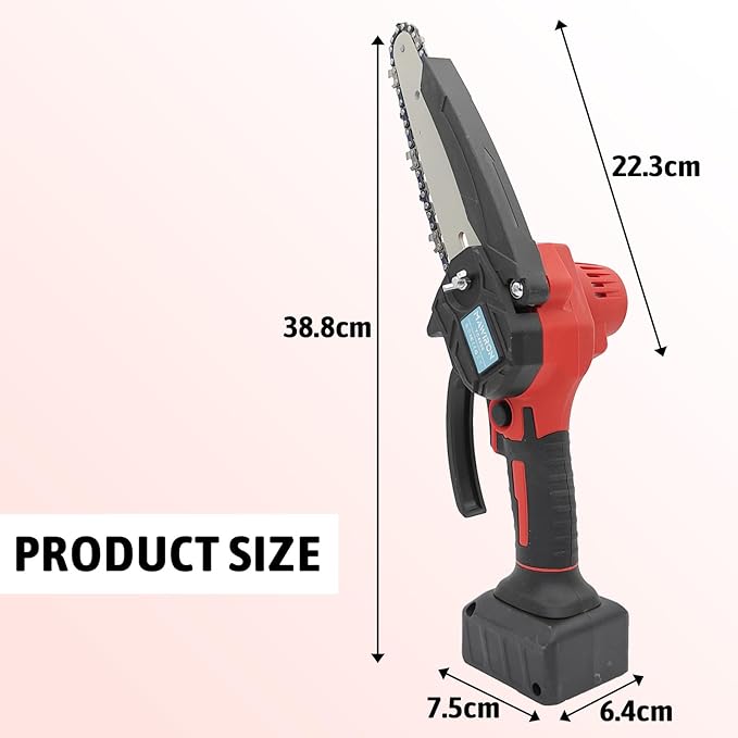 Cordless mini chainsaw kit with chain, tools and protective cover